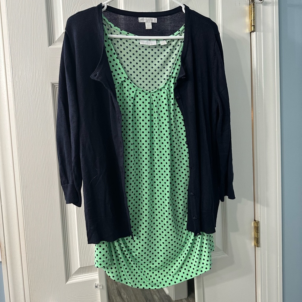 New York & Company stretchy shell and cardigan set